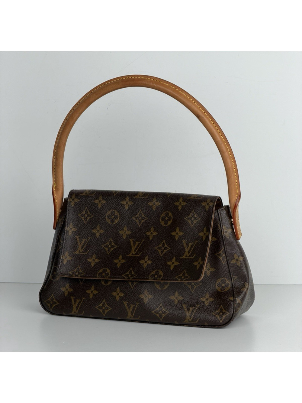 Louis Vuitton PM Looping Bag Monogram Canvas Vachetta Leather Handle 2006 S